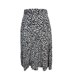 Talbots Skirt sz Medium Pet Black Ivory Slinky Ruffle Knee A Line Modest Church